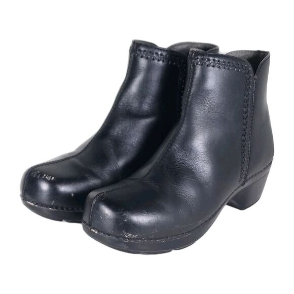Dansko Women's Scout US8-8,5 EU39 Black Leather Braid Detail Ankle Clog Boots - Picture 1 of 16